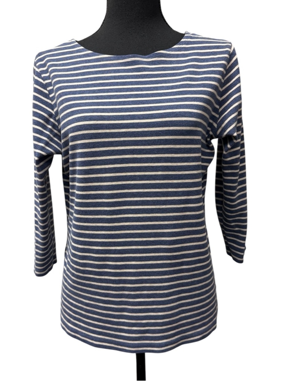 Talbots Navy & White Striped 3/4 Sleeve Top | Size M | Classic Nautical Style